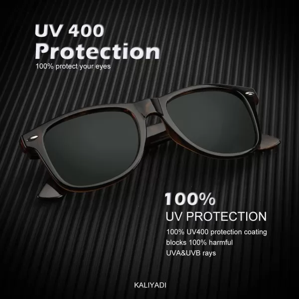 KALIYADI Polarized Sunglasses for Men and Women Matte Finish Sun glasses Color Mirror Lens UV Blocking 3 PackBlackTortoise G15Gradient Brown