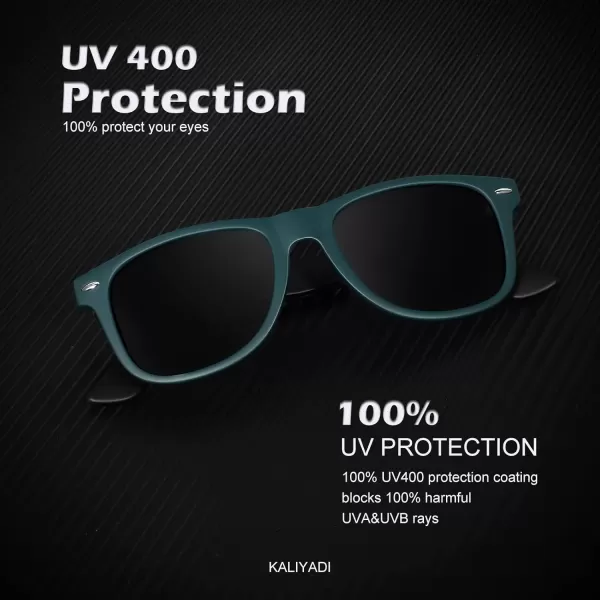 KALIYADI Polarized Sunglasses for Men and Women Matte Finish Sun glasses Color Mirror Lens UV Blocking 3 PackBlackTortoise G15Green Black