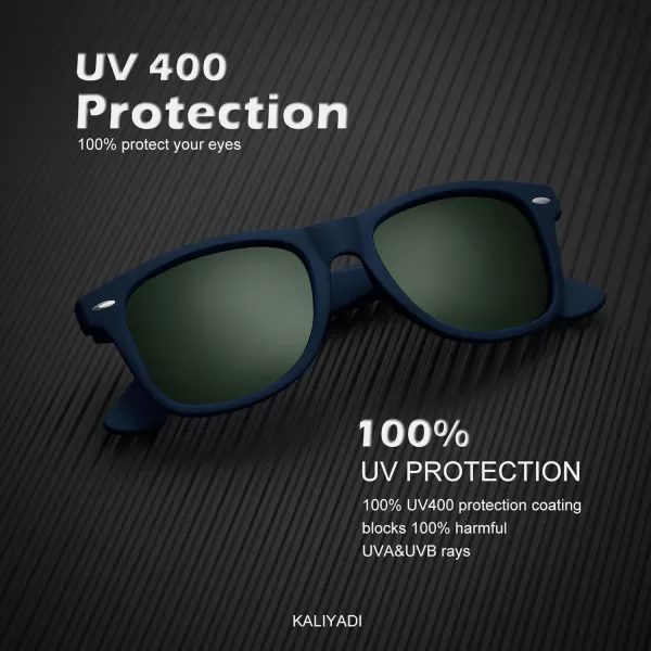 KALIYADI Polarized Sunglasses for Men and Women Matte Finish Sun glasses Color Mirror Lens UV Blocking 3 PackDark Blue Frame  BlackIce BlueG15