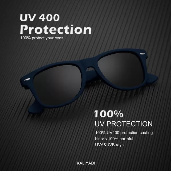 KALIYADI Polarized Sunglasses for Men and Women Matte Finish Sun glasses Color Mirror Lens UV Blocking 3 PackDark Blue Frame  BlackIce BlueRed