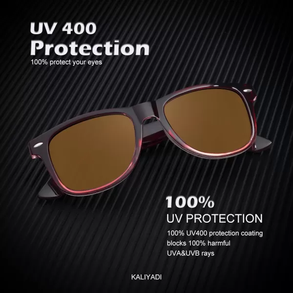 KALIYADI Polarized Sunglasses for Men and Women Matte Finish Sun glasses Color Mirror Lens UV Blocking 3 PackGlossy BlackGradient Wine RedGradient Blue