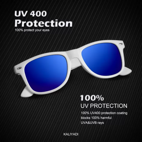 KALIYADI Polarized Sunglasses for Men and Women Matte Finish Sun glasses Color Mirror Lens UV Blocking 3 PackWhite GreyWhite Dark BlueWhite Red