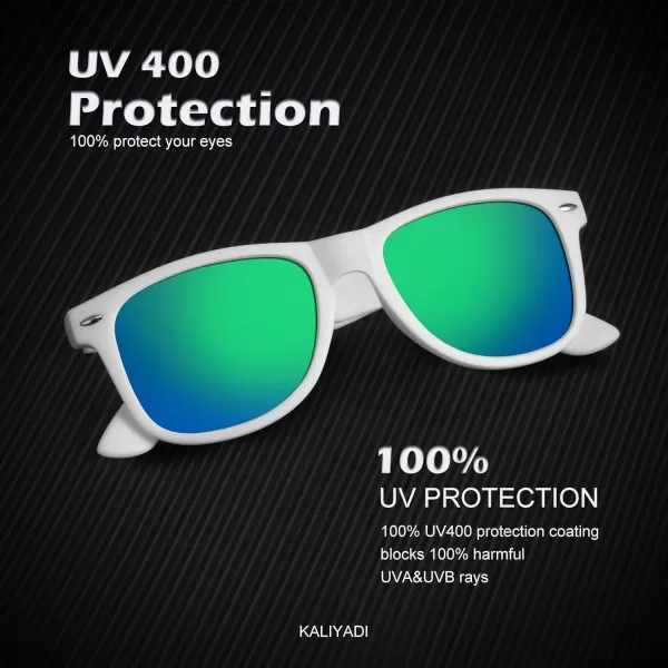 KALIYADI Polarized Sunglasses for Men and Women Matte Finish Sun glasses Color Mirror Lens UV Blocking 3 PackWhite GreyWhite GreenWhite Red