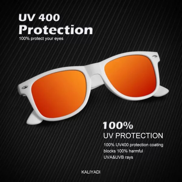 KALIYADI Polarized Sunglasses for Men and Women Matte Finish Sun glasses Color Mirror Lens UV Blocking 3 PackWhite GreyWhite GreenWhite Red
