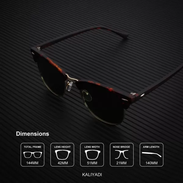 KALIYADI Polarized Sunglasses for Men and Women SemiRimless Frame Driving Sun glasses UV BlockingA01matte Tortoise  G15  Golden Rim