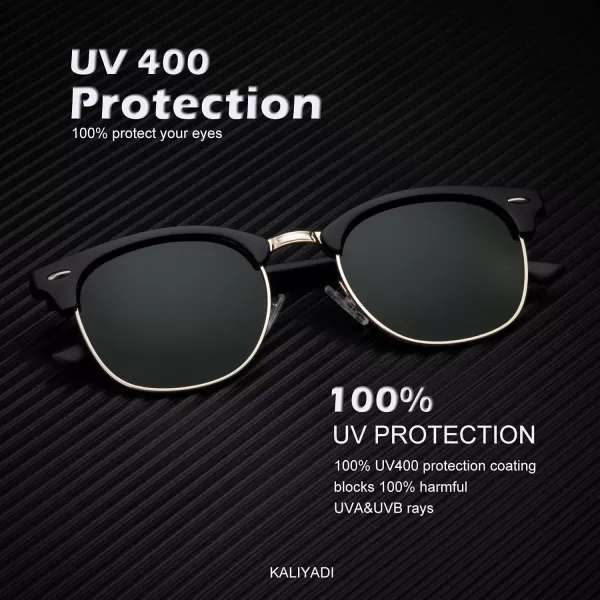 KALIYADI Polarized Sunglasses for Men and Women SemiRimless Frame Driving Sun glasses UV BlockingA102 Pack Matte Black  Black  Silver Rim  Matte Black  G15  Golden Rim