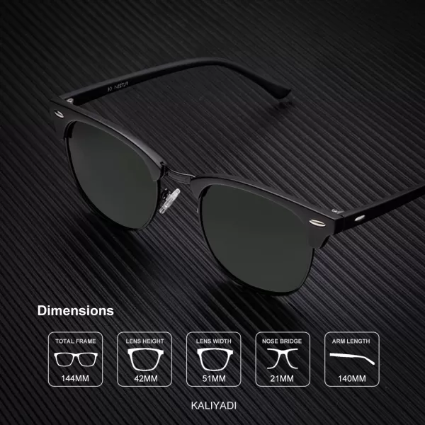 KALIYADI Polarized Sunglasses for Men and Women SemiRimless Frame Driving Sun glasses UV BlockingA112 Pack Matte Black  G15  Black Rim  Matte Black  Black  Silver Rim