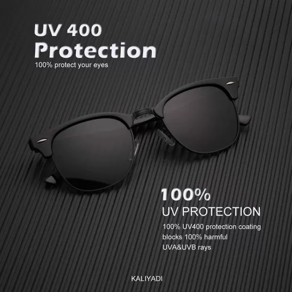 KALIYADI Polarized Sunglasses for Men and Women SemiRimless Frame Driving Sun glasses UV BlockingA142 Pack Glossy Black  Black  Golden Rim  Glossy Black  Black  Black Rim