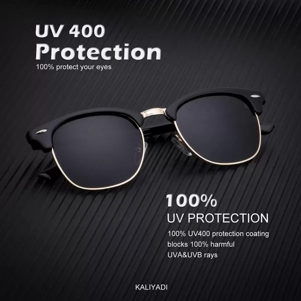 KALIYADI Polarized Sunglasses for Men and Women SemiRimless Frame Driving Sun glasses UV BlockingA142 Pack Glossy Black  Black  Golden Rim  Glossy Black  Black  Black Rim