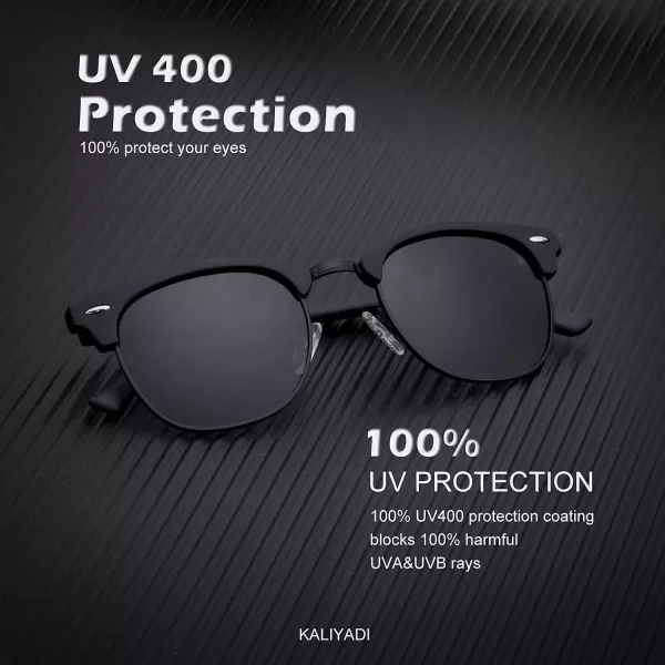 KALIYADI Polarized Sunglasses for Men and Women SemiRimless Frame Driving Sun glasses UV BlockingA152 Pack Matte Black  Purple  Golden Rim  Matte Black  Black  Black Rim