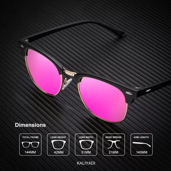 KALIYADI Polarized Sunglasses for Men and Women SemiRimless Frame Driving Sun glasses UV BlockingA162 Pack Matte Black  Purple  Golden Rim  Matte Black  Black  Silver Rim