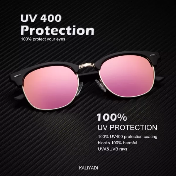 KALIYADI Polarized Sunglasses for Men and Women SemiRimless Frame Driving Sun glasses UV BlockingA162 Pack Matte Black  Purple  Golden Rim  Matte Black  Black  Silver Rim