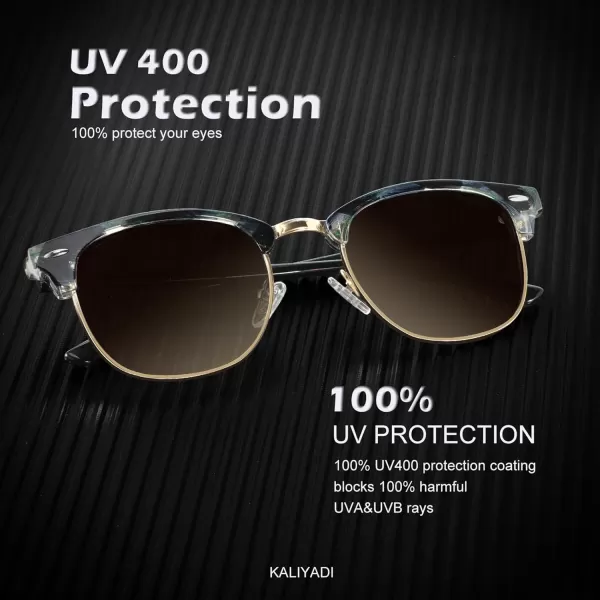 KALIYADI Polarized Sunglasses for Men and Women SemiRimless Frame Driving Sun glasses UV BlockingA232 Pack Matte Black  Black  Silver Rim  Glossy Blue Green Tortoise  Gradient Brown  Golden Rim