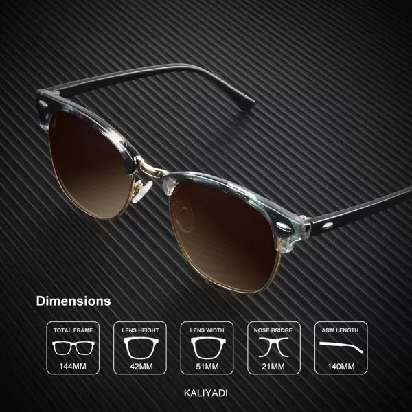 KALIYADI Polarized Sunglasses for Men and Women SemiRimless Frame Driving Sun glasses UV BlockingA232 Pack Matte Black  Black  Silver Rim  Glossy Blue Green Tortoise  Gradient Brown  Golden Rim