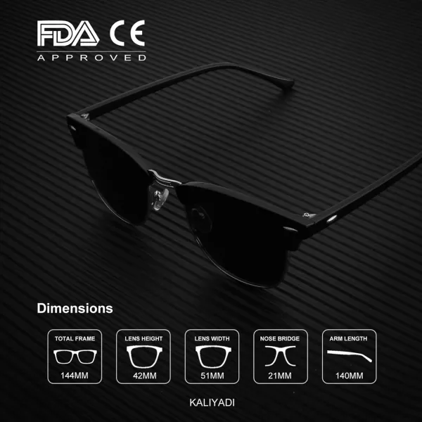 KALIYADI Polarized Sunglasses for Men and Women SemiRimless Frame Driving Sun glasses UV BlockingA232 Pack Matte Black  Black  Silver Rim  Glossy Blue Green Tortoise  Gradient Brown  Golden Rim