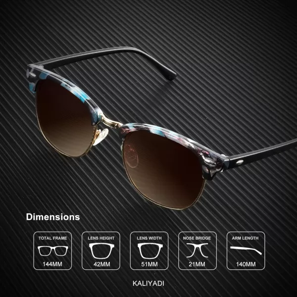 KALIYADI Polarized Sunglasses for Men and Women SemiRimless Frame Driving Sun glasses UV BlockingA242 Pack Matte Black  Black  Silver Rim  Glossy Blue Purple Tortoise  Gradient Brown  Golden Rim