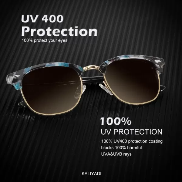 KALIYADI Polarized Sunglasses for Men and Women SemiRimless Frame Driving Sun glasses UV BlockingA242 Pack Matte Black  Black  Silver Rim  Glossy Blue Purple Tortoise  Gradient Brown  Golden Rim