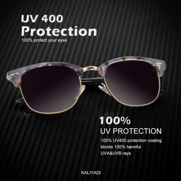 KALIYADI Polarized Sunglasses for Men and Women SemiRimless Frame Driving Sun glasses UV BlockingA252 Pack Matte Black  Black  Silver Rim  Glossy Purple Pink Tortoise  Gradient Purple Grey  Golden Rim