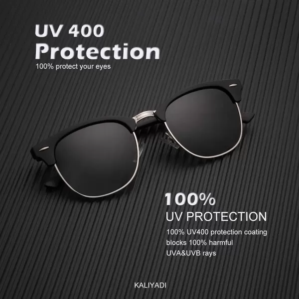 KALIYADI Polarized Sunglasses for Men and Women SemiRimless Frame Driving Sun glasses UV BlockingA262 Pack Matte Black  Black  Silver Rim  Matte Tortoise  Green  Gold Rim