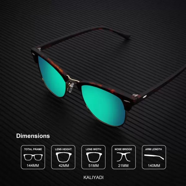KALIYADI Polarized Sunglasses for Men and Women SemiRimless Frame Driving Sun glasses UV BlockingA262 Pack Matte Black  Black  Silver Rim  Matte Tortoise  Green  Gold Rim