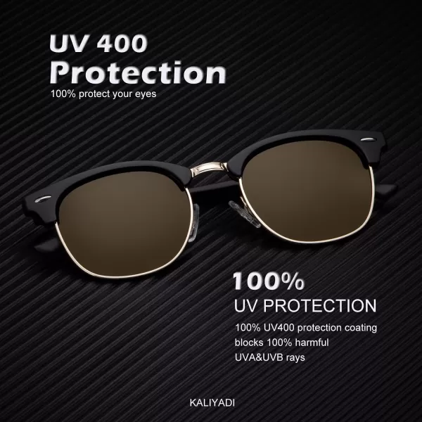 KALIYADI Polarized Sunglasses for Men and Women SemiRimless Frame Driving Sun glasses UV BlockingB062 Pack Matte Black  Brown  Golden Rim  Matte Black