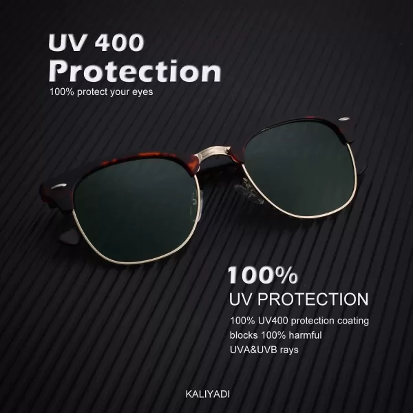 KALIYADI Polarized Sunglasses for Men and Women SemiRimless Frame Driving Sun glasses UV BlockingB112 Pack Matte Tortoise  G15  Golden Rim  Matte Black