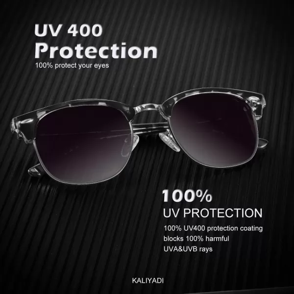 KALIYADI Polarized Sunglasses for Men and Women SemiRimless Frame Driving Sun glasses UV BlockingC20glossy White Tortoise  Gradient Purple Grey  Silver Rim
