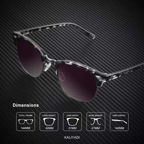 KALIYADI Polarized Sunglasses for Men and Women SemiRimless Frame Driving Sun glasses UV BlockingC20glossy White Tortoise  Gradient Purple Grey  Silver Rim