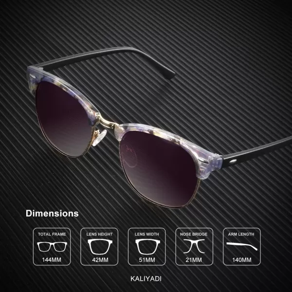 KALIYADI Polarized Sunglasses for Men and Women SemiRimless Frame Driving Sun glasses UV BlockingC23glossy Purple Pink Tortoise  Gradient Purple Grey  Golden Rim