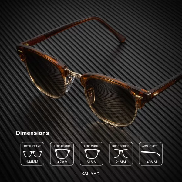 KALIYADI Polarized Sunglasses for Men and Women SemiRimless Frame Driving Sun glasses UV BlockingE6glass Lens  Non Polarized Glossy Tortoise  Gradient Brown  Gold Rim