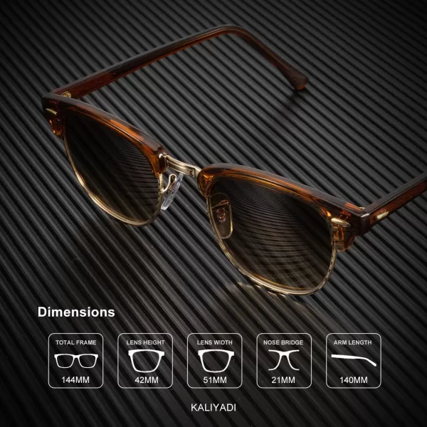 KALIYADI Polarized Sunglasses for Men and Women SemiRimless Frame Driving Sun glasses UV BlockingE7glass Lens  Non Polarized Glossy Brown  Gradient Brown  Gold Rim