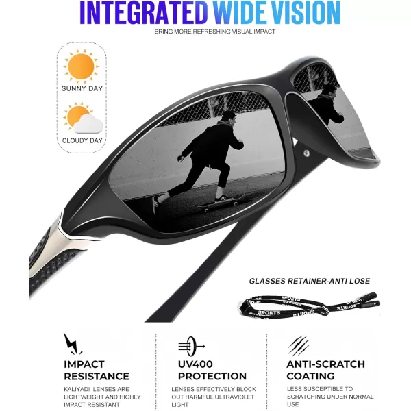 KALIYADI Polarized SunglassesMen Sports Sunglasses Mens Sunglasses Polarized UV Protection for Fishing Driving CyclingA02blackIce BlueRed