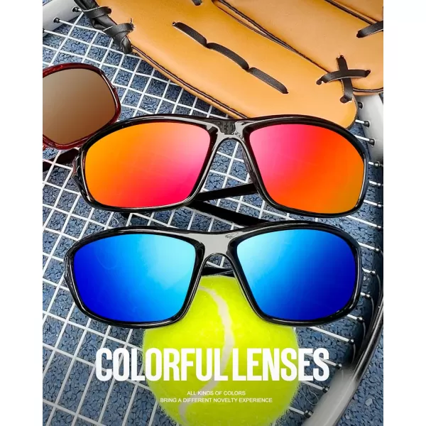 KALIYADI Polarized SunglassesMen Sports Sunglasses Mens Sunglasses Polarized UV Protection for Fishing Driving CyclingA02blackIce BlueRed