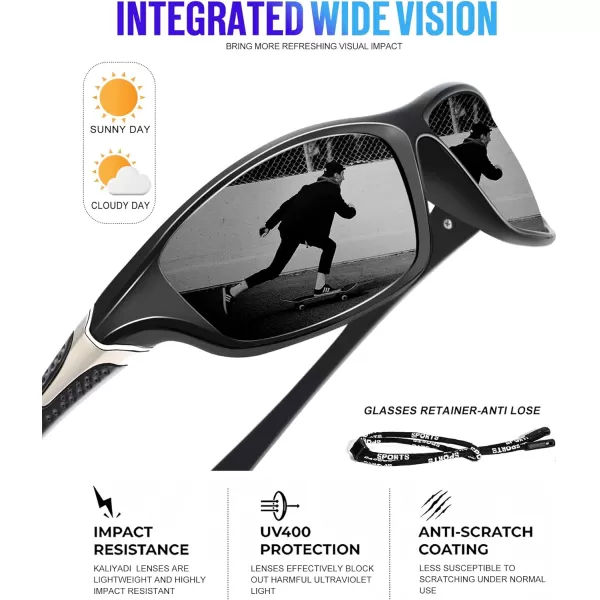KALIYADI Polarized SunglassesMen Sports Sunglasses Mens Sunglasses Polarized UV Protection for Fishing Driving CyclingA03blackDark BlueRed