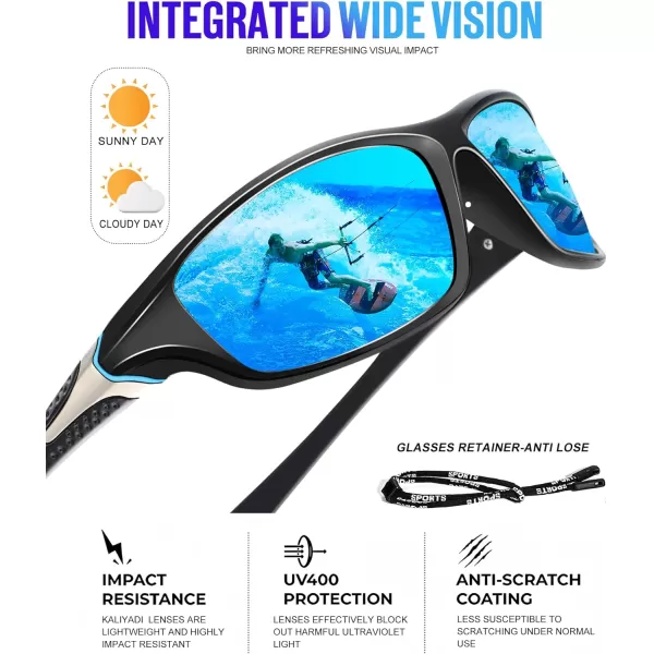 KALIYADI Polarized SunglassesMen Sports Sunglasses Mens Sunglasses Polarized UV Protection for Fishing Driving CyclingA04ice BlueGreenRed