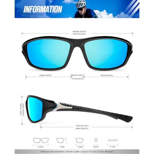KALIYADI Polarized SunglassesMen Sports Sunglasses Mens Sunglasses Polarized UV Protection for Fishing Driving CyclingA04ice BlueGreenRed