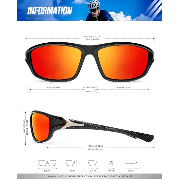 KALIYADI Polarized SunglassesMen Sports Sunglasses Mens Sunglasses Polarized UV Protection for Fishing Driving CyclingB04ice BlueRed