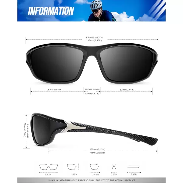 KALIYADI Polarized SunglassesMen Sports Sunglasses Mens Sunglasses Polarized UV Protection for Fishing Driving CyclingB06blackGreen