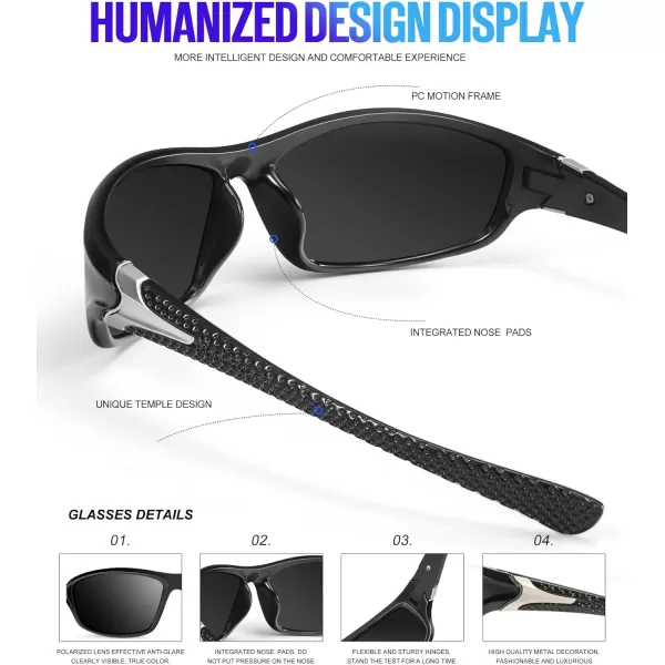 KALIYADI Polarized SunglassesMen Sports Sunglasses Mens Sunglasses Polarized UV Protection for Fishing Driving CyclingB06blackGreen