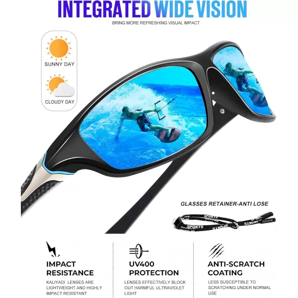 KALIYADI Polarized SunglassesMen Sports Sunglasses Mens Sunglasses Polarized UV Protection for Fishing Driving CyclingC02ice Blue