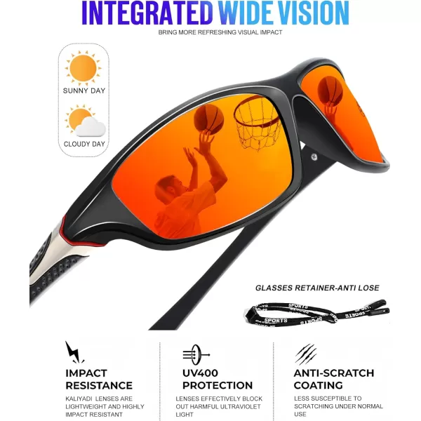 KALIYADI Polarized SunglassesMen Sports Sunglasses Mens Sunglasses Polarized UV Protection for Fishing Driving CyclingC03red