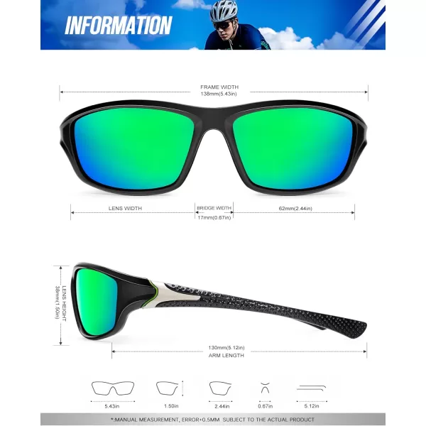 KALIYADI Polarized SunglassesMen Sports Sunglasses Mens Sunglasses Polarized UV Protection for Fishing Driving CyclingC04green
