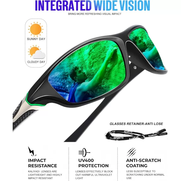 KALIYADI Polarized SunglassesMen Sports Sunglasses Mens Sunglasses Polarized UV Protection for Fishing Driving CyclingC04green