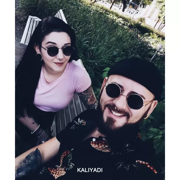 KALIYADI Round Polarized Sunglasses for Men Women Retro Metal Hippie Circle Style Sun Glasses UV ProtectionB15black Frame Black Lens  Silvery Frame Blue Lens
