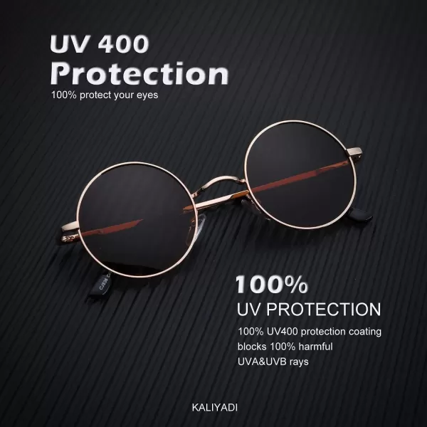 KALIYADI Round Polarized Sunglasses for Men Women Retro Metal Hippie Circle Style Sun Glasses UV ProtectionB21golden Frame Brown Lens  Golden Frame Red Lens