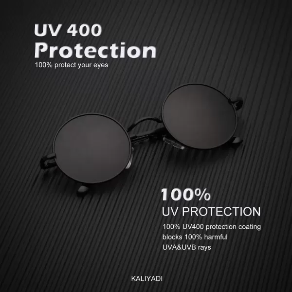 KALIYADI Round Polarized Sunglasses for Men Women Retro Metal Hippie Circle Style Sun Glasses UV ProtectionB24black  Golden Frame Clear Purple Lens