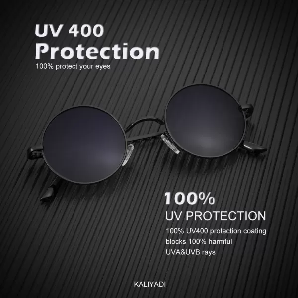 KALIYADI Round Polarized Sunglasses for Men Women Retro Metal Hippie Circle Style Sun Glasses UV ProtectionB30black Frame Gradient Black Lens  Bronze Frame Gradient Brown Lens