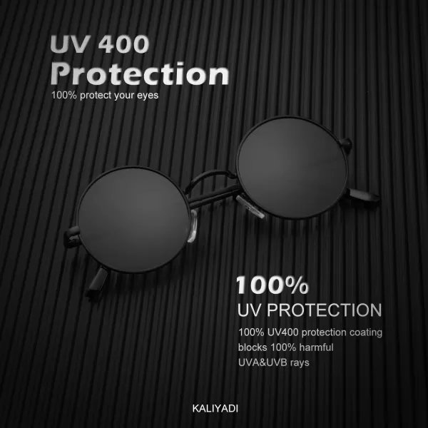 KALIYADI Round Polarized Sunglasses for Men Women Retro Metal Hippie Circle Style Sun Glasses UV ProtectionB34black  Gold Frame Mirrored Purple Lens
