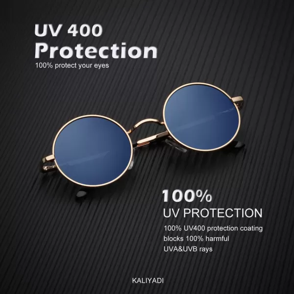 KALIYADI Round Polarized Sunglasses for Men Women Retro Metal Hippie Circle Style Sun Glasses UV ProtectionC36pink  Blue  Green