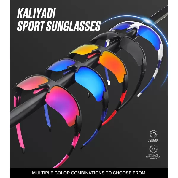 KALIYADI Sports Sunglasses for Men Polarized Sun Glasses for Men Women Youth Baseball Softball with UV Protection3 Packs BlackPurplish RedDark Blue